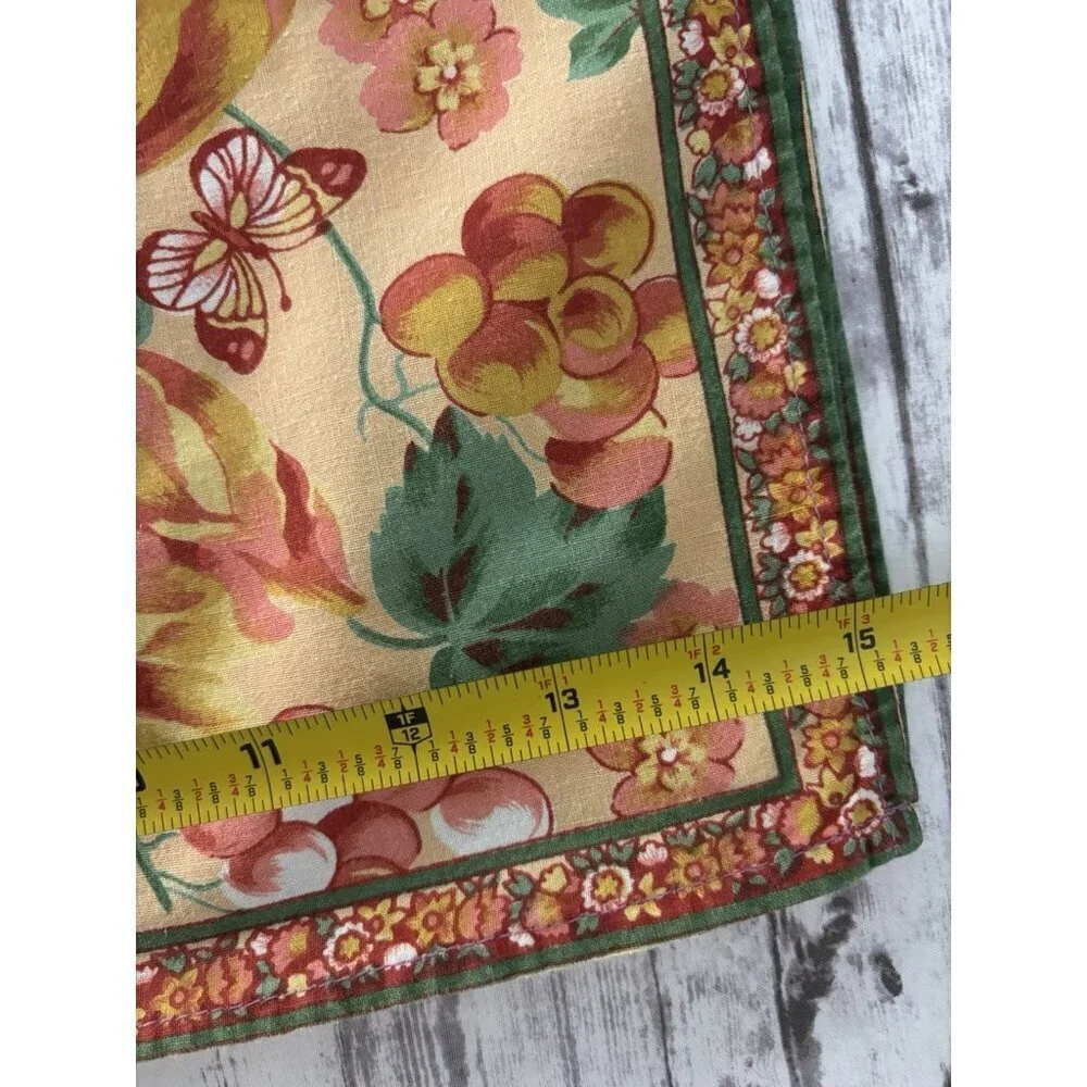 April Cornell Tulip‎ Floral Cotton Cloth Dinner Napkins Green Yellow Set of 4